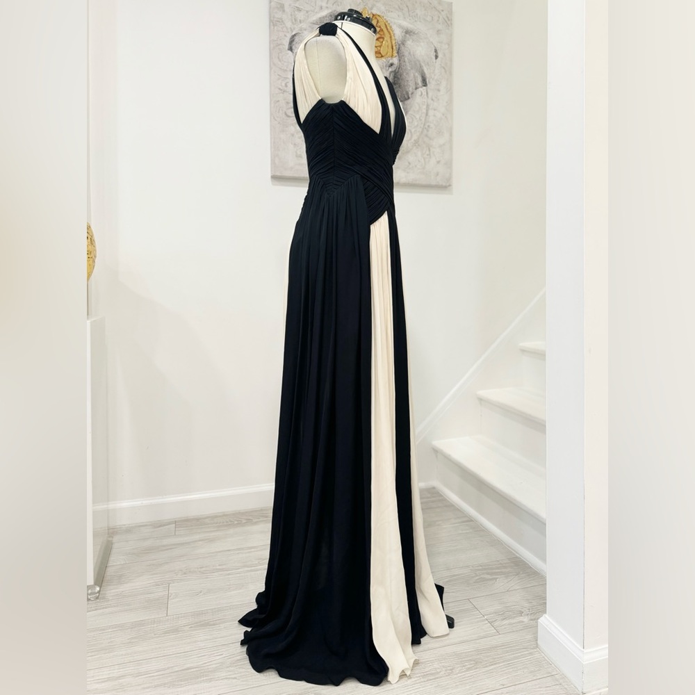 ZUHAIR MURAD Pleated two-tone crepe gown black/white maxi dress - Picture 10 of 12